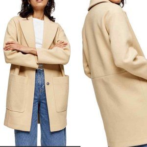 🆕 TOPSHOP Margo Oversized Buttermilk Coat Yellow Beige 2